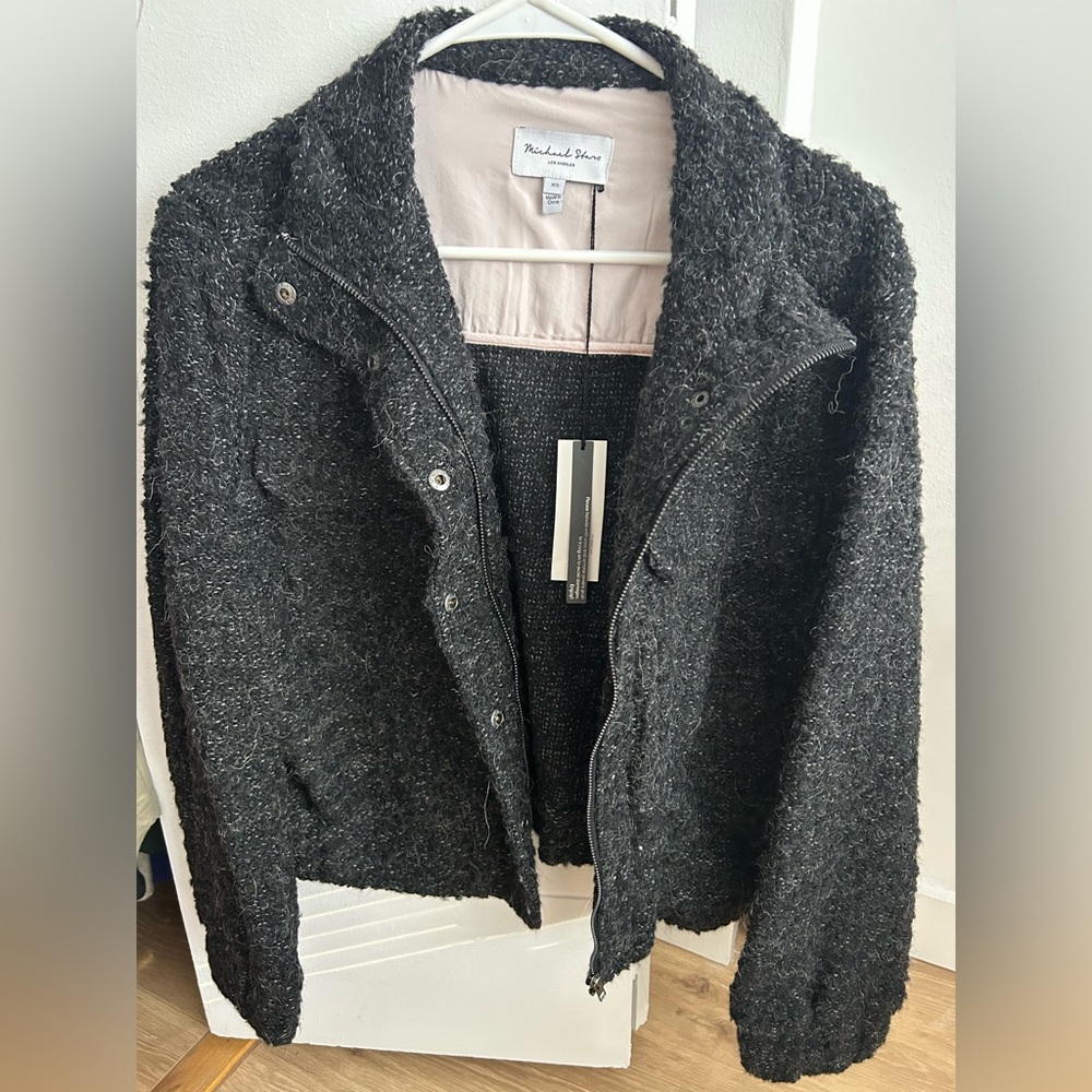 NWT MICHAEL STARS Charcoal Color Leti Boucle Jacket, size XS, NWT! Perfect cond